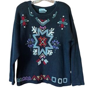 Marnie West Vintage Heavy Beaded Embellished Sweater Size Small